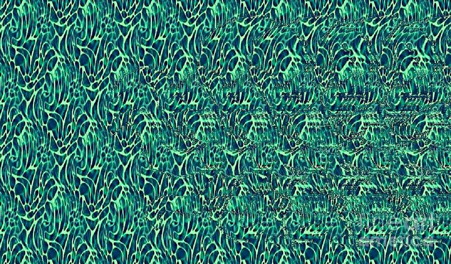 Pattern Digital Art - Octopus in the Blue Stereogram by JMarP