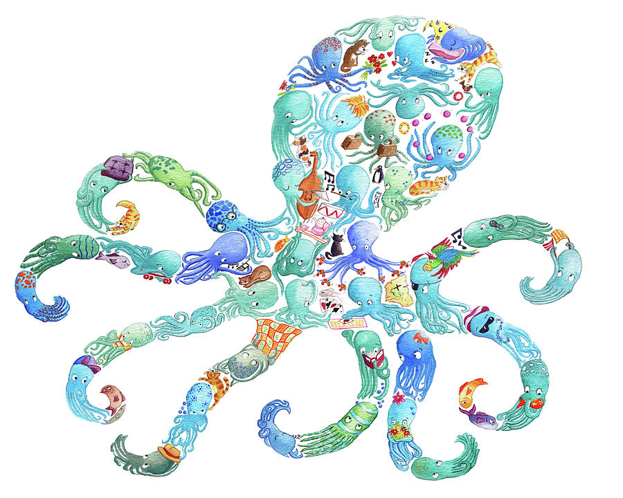 Octopus Mixed Media - Octopus by Louise Tate