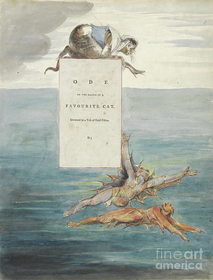 ode On The Death Of A Favourite Cat, Design 7 For the Poems Of Thomas Gray, 1797-98 Painting by William Blake