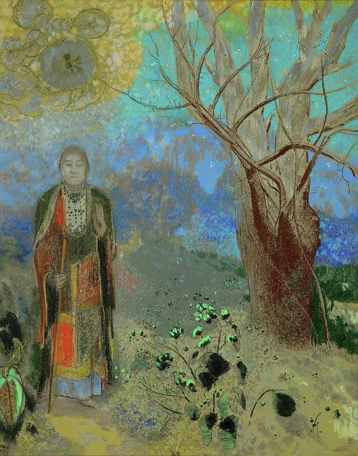 Odilon Redon Le Bouddha Buddha. Date/Period 1906 - 1907. Pastel. Pastel. Painting by Odilon Redon