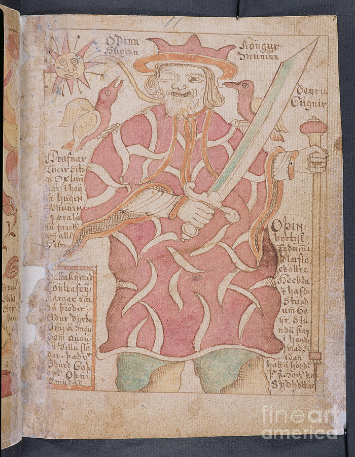 Odin, From melsteds Edda Painting by Icelandic School