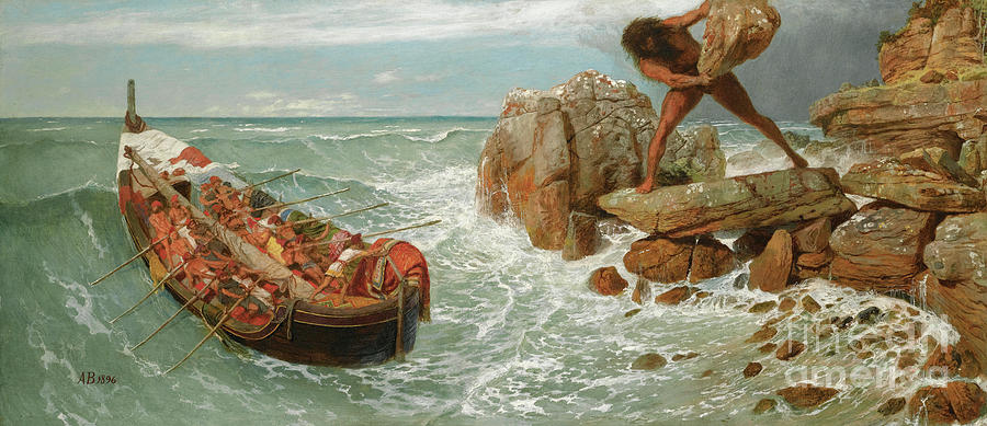 Odysseus And Polyphemus By Arnold Bocklin Painting by Arnold Bocklin