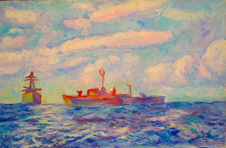 Boat Painting - Off Shore by Kendall Kessler