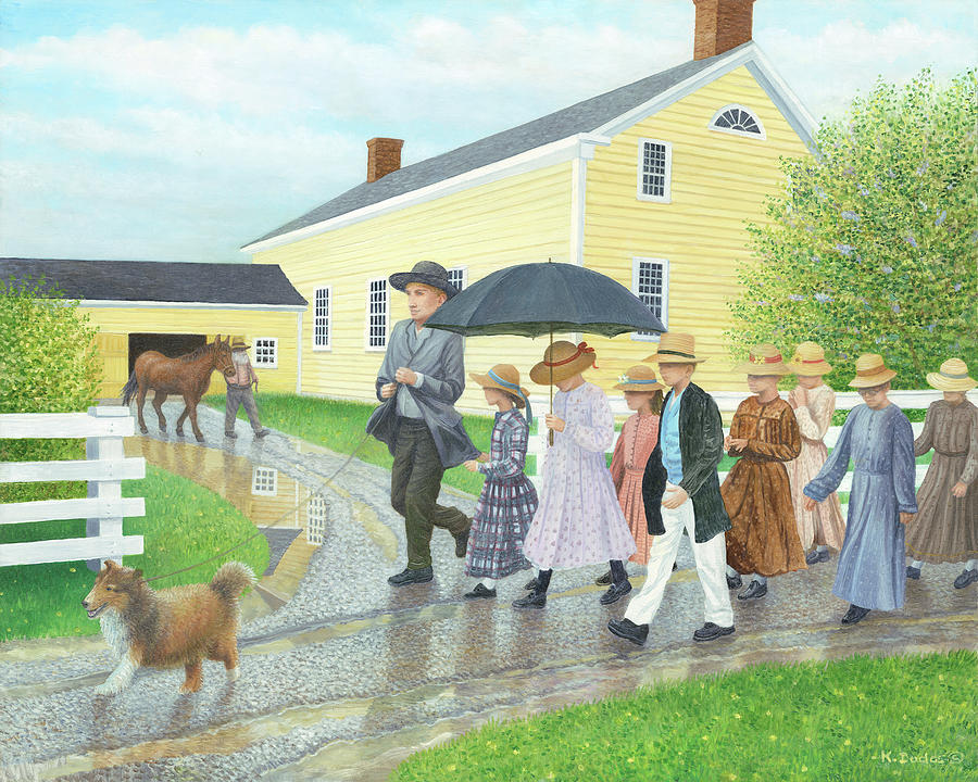 Off To School Painting by Kevin Dodds