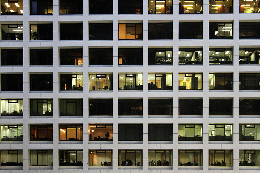 Office Building At Night Photograph by Lars Ruecker