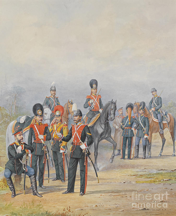 Officers And Soldiers Drawing by Heritage Images