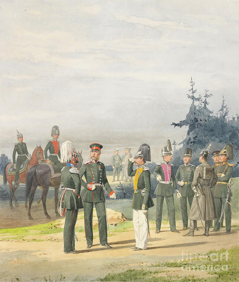 Officers From Uhlan Regiment, 1887 Drawing by Heritage Images