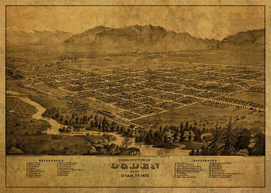 Vintage Mixed Media - Ogden Utah Vintage City Street Map 1885 by Design Turnpike