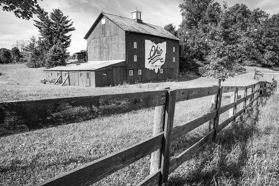 Black And White Photograph - Ohio Bicentennial Barn in Monochrome 1803 - 2003 by Gregory Ballos