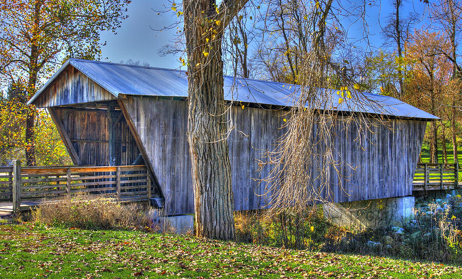 Ohio Country Roads - Mc Cleery-Walter Covered Bridge Over Fetters Run No. 8 - Fairfield County Photograph by Michael Mazaika