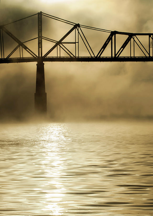 Ohio River Bridge In Fog Photograph by Berniekasper.com