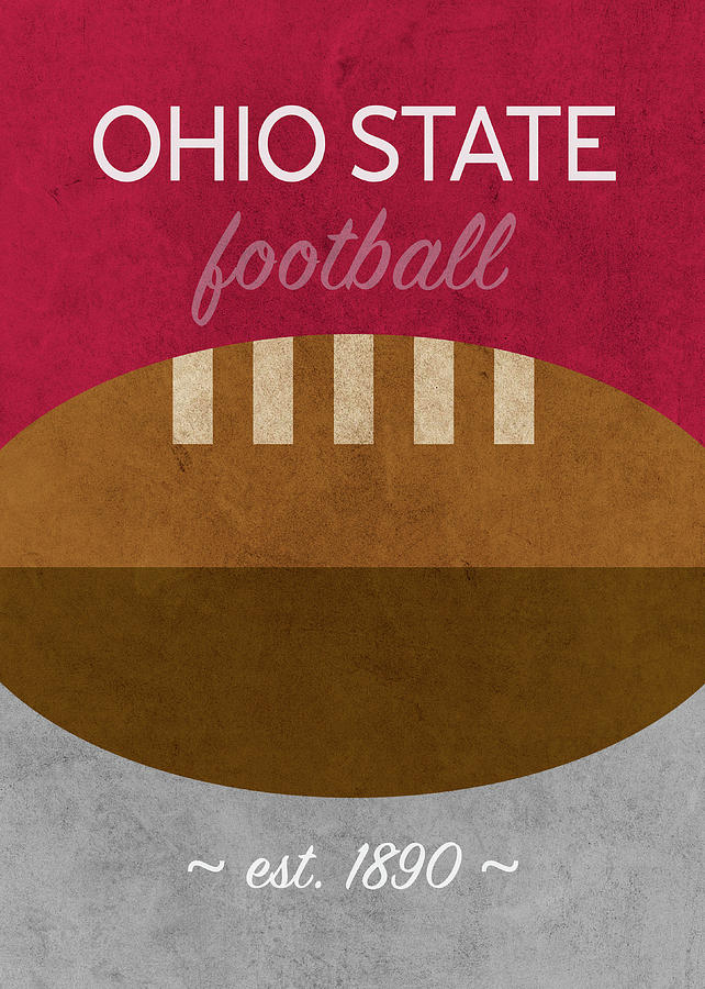 Football Mixed Media - Ohio State Football Minimalist Retro Sports Poster Series 003 by Design Turnpike