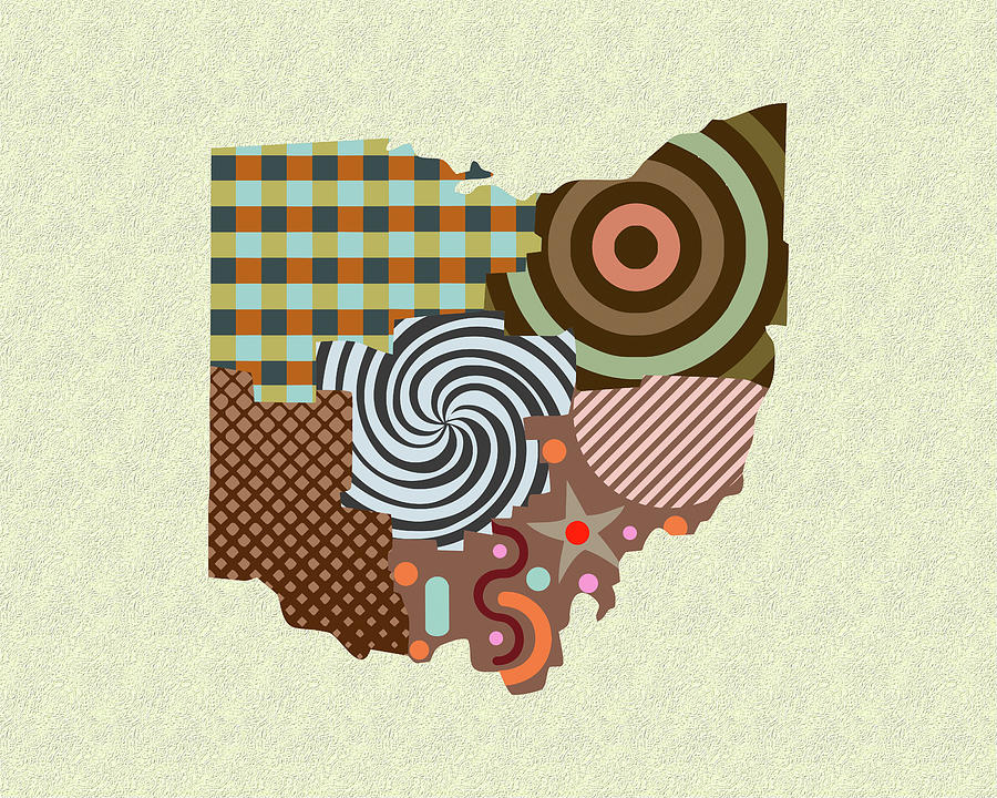 Map Digital Art - Ohio State Map by Lanre Adefioye