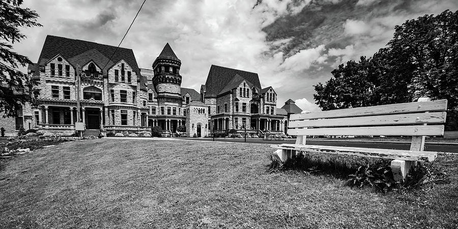 Black And White Photograph - Ohio State Reformatory Panorama - Black and White by Gregory Ballos