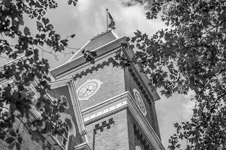 Ohio State University Black and White University Hall Clock  Photograph by John McGraw