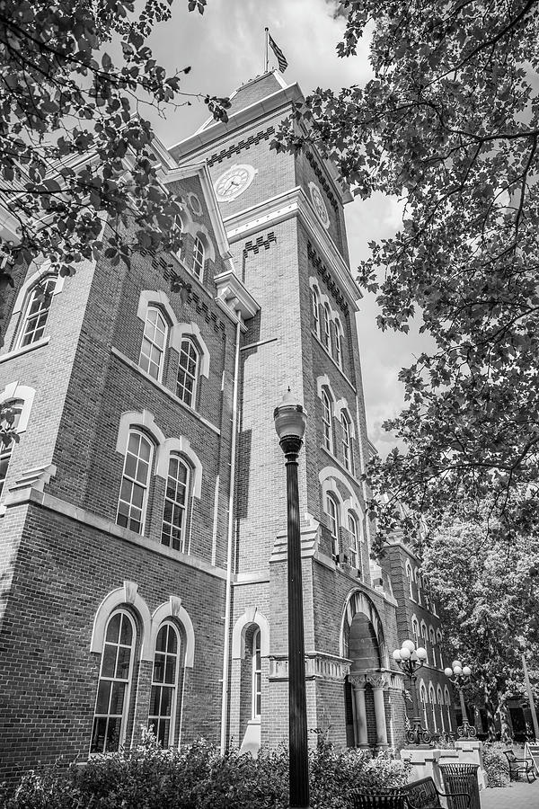 Ohio State University Black and White University Hall  with trees   Photograph by John McGraw