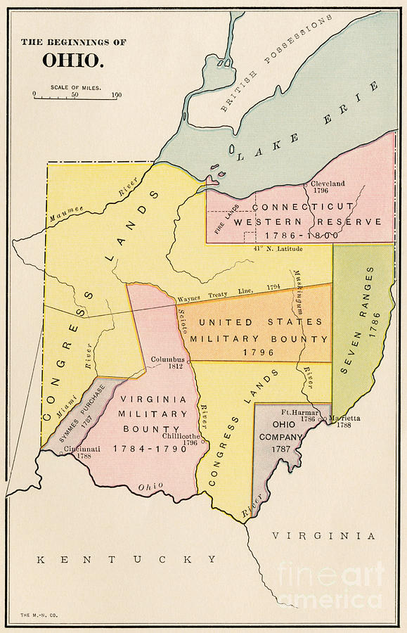 Ohio Territory Map Showing The Division Of The Country And The First ...