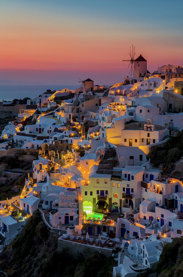 Oia Colorfull Night Photograph by George Papapostolou Photographer