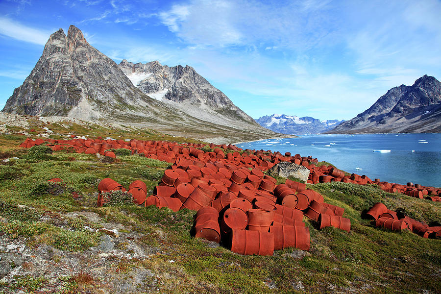 Image Digital Art - Oil Drums, Kujalleq, Greenland by Bernd Rommelt