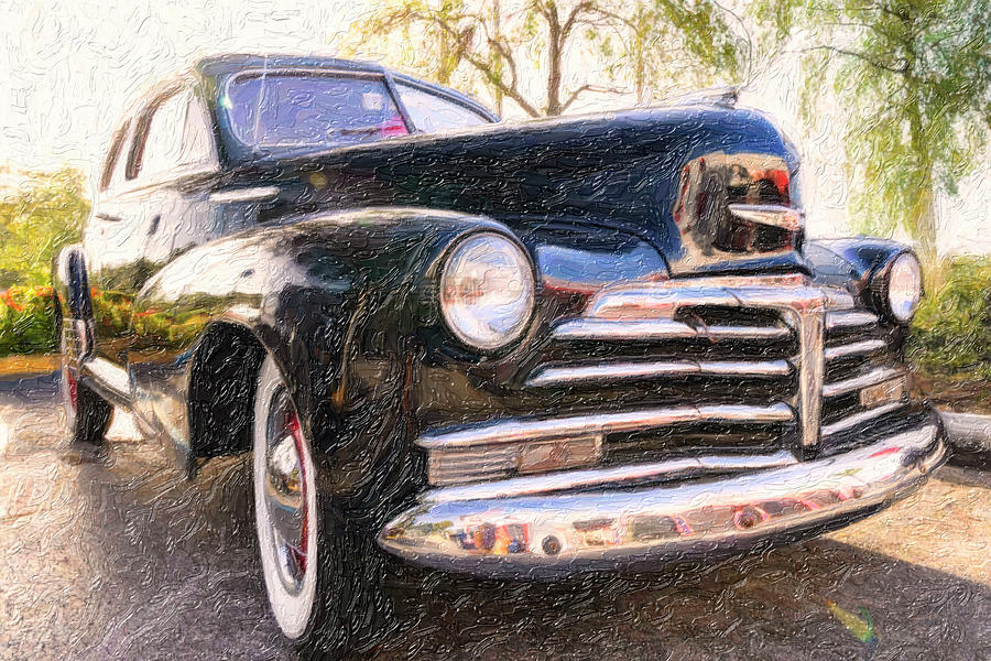 Oil Painting Of 1948 Chevrolet Fleetline Aerosedan Digital Art by Laura Diez