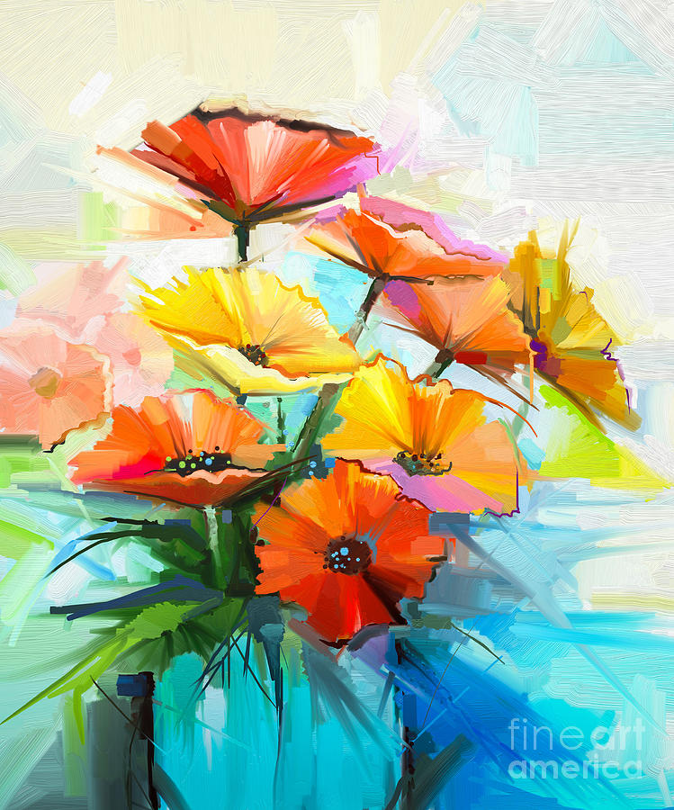Oil Painting Spring Flower Background Digital Art By Pluie R