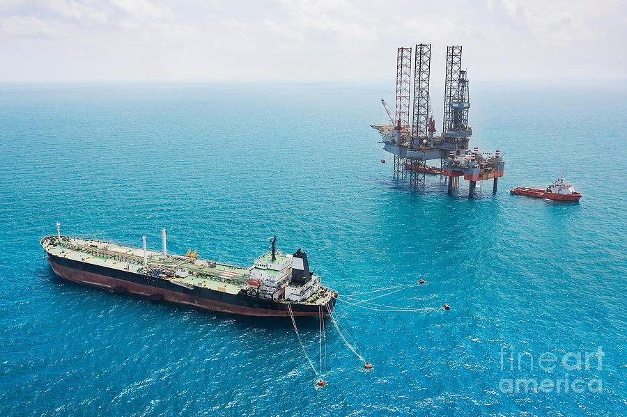 Fuel Photograph - Oil Tanker And Oil Rig In The Gulf by Kanok Sulaiman