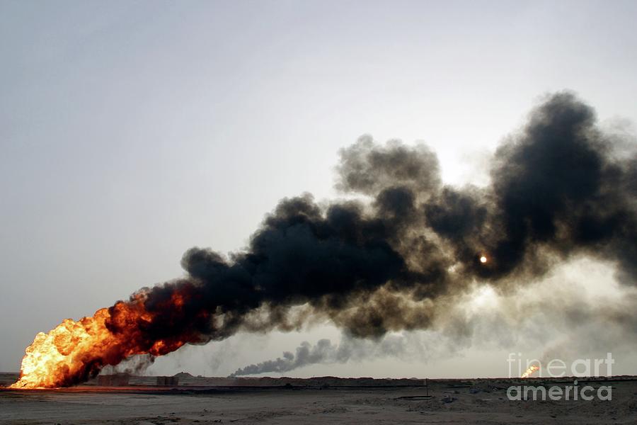 Oil Well Fires Photograph by Peter Menzel/science Photo Library Fine