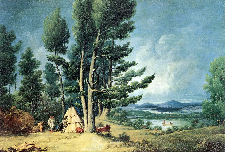 Ojibwe Indian Encampment, Spider Islands Painting by Science Source