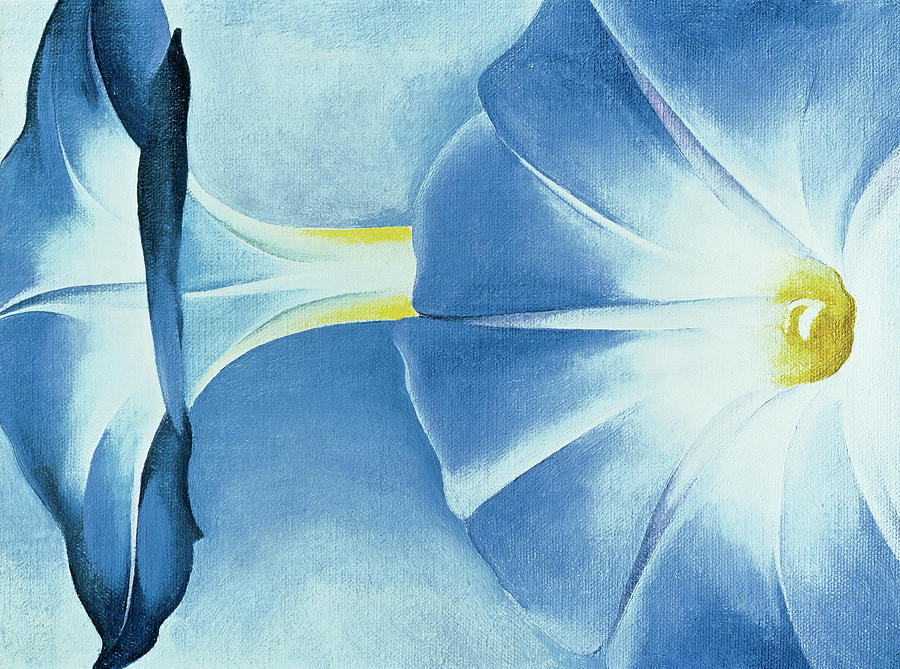 Nature Mixed Media - Okeefe Blue Morning Glories by Portfolio Arts Group