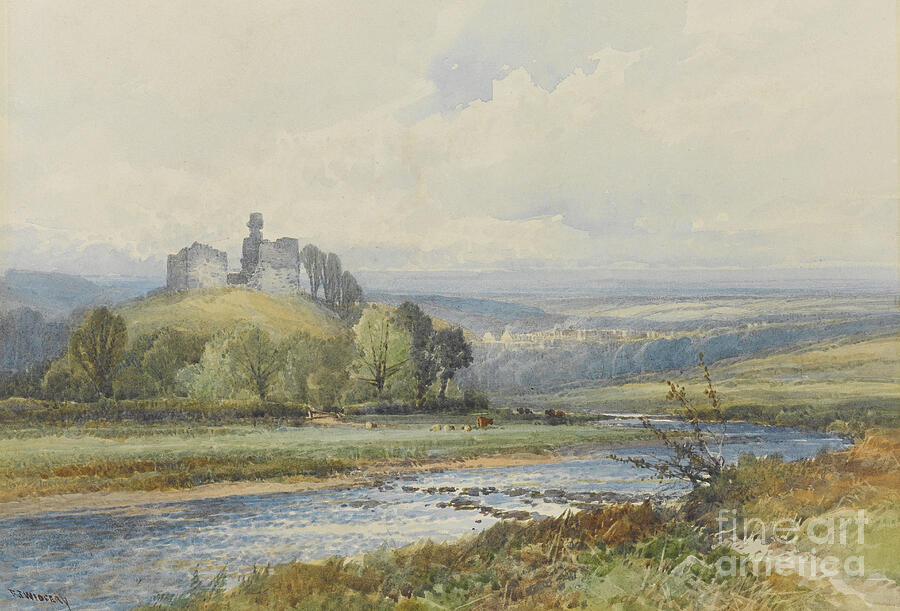 Okehampton Castle Watercolor Painting by Frederick John Widgery - Fine ...