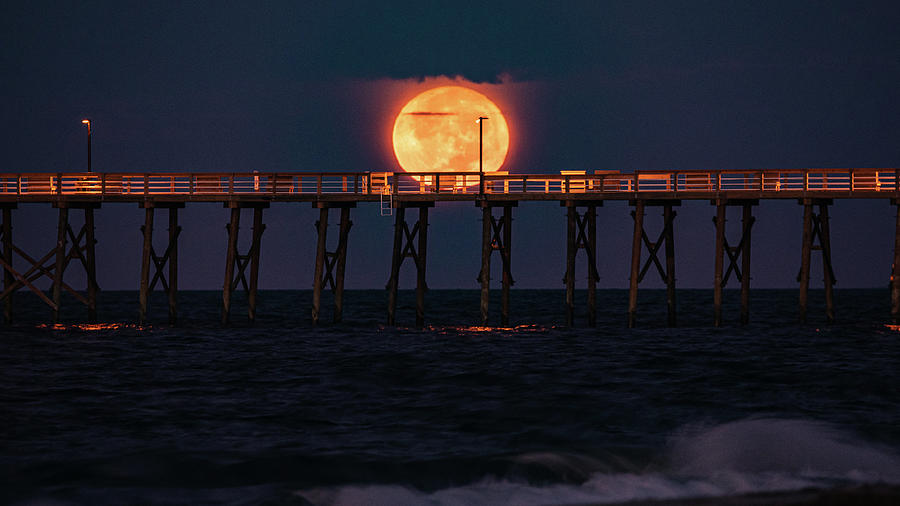 OKI Pier Moonset Photograph by Nick Noble