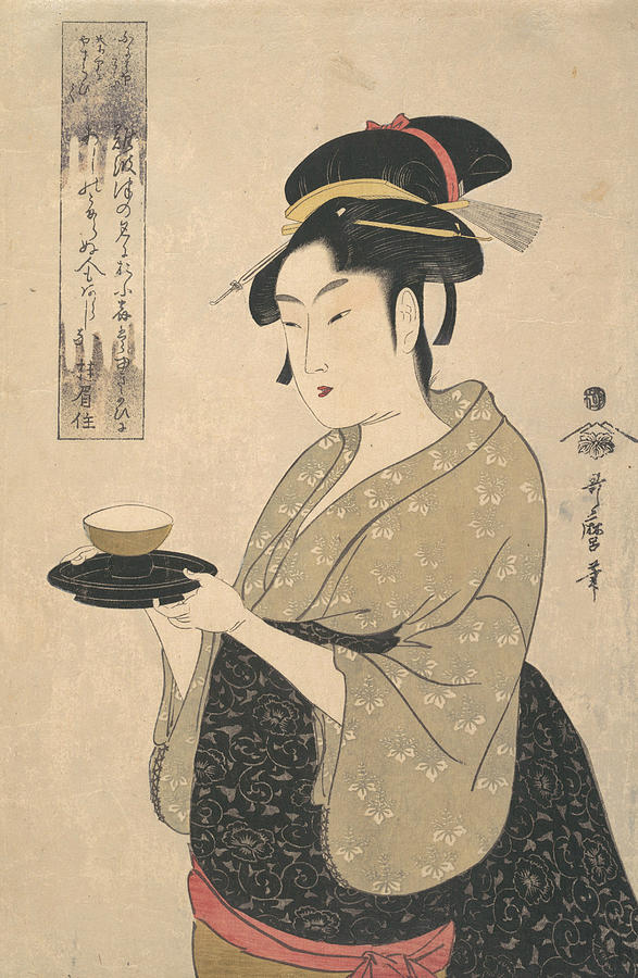 Okita of the Naniwa-ya Tea-house Relief by Kitagawa Utamaro