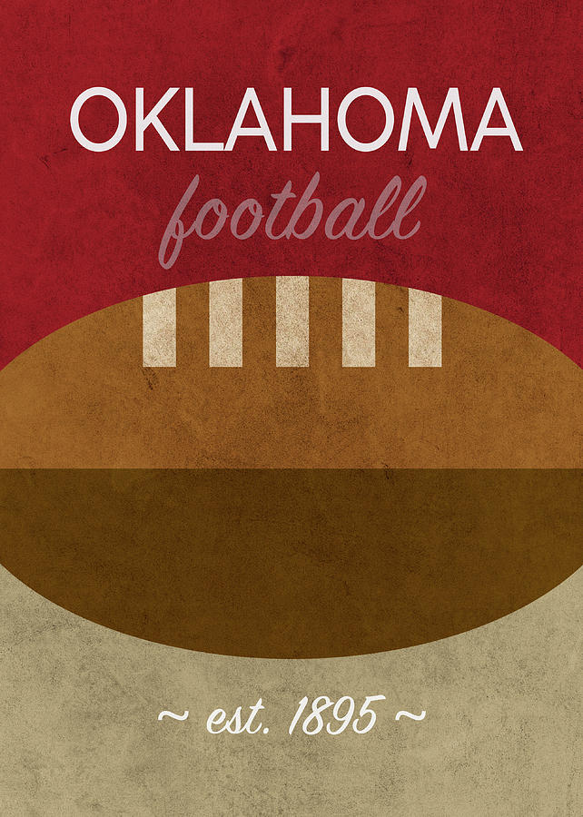 Football Mixed Media - Oklahoma Football Minimalist Retro Sports Poster Series 012 by Design Turnpike