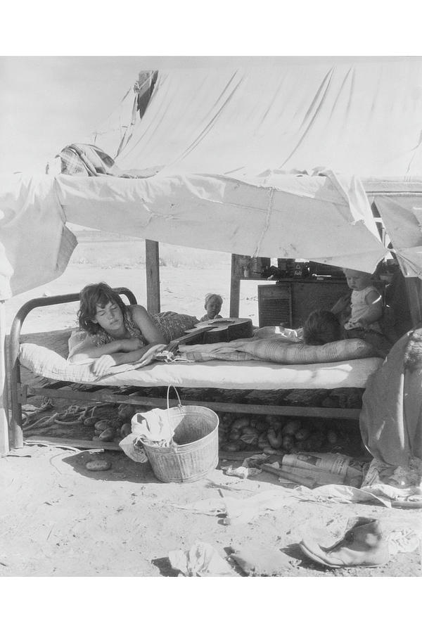 Oklahoma potato picker's family encamped Painting by Dorothea Lange ...