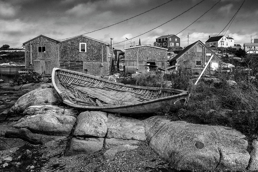 Old Abandoned Boat Peggys Cove Nova Scotia Canada mono GRK9072_09172018 Photograph by Greg Kluempers