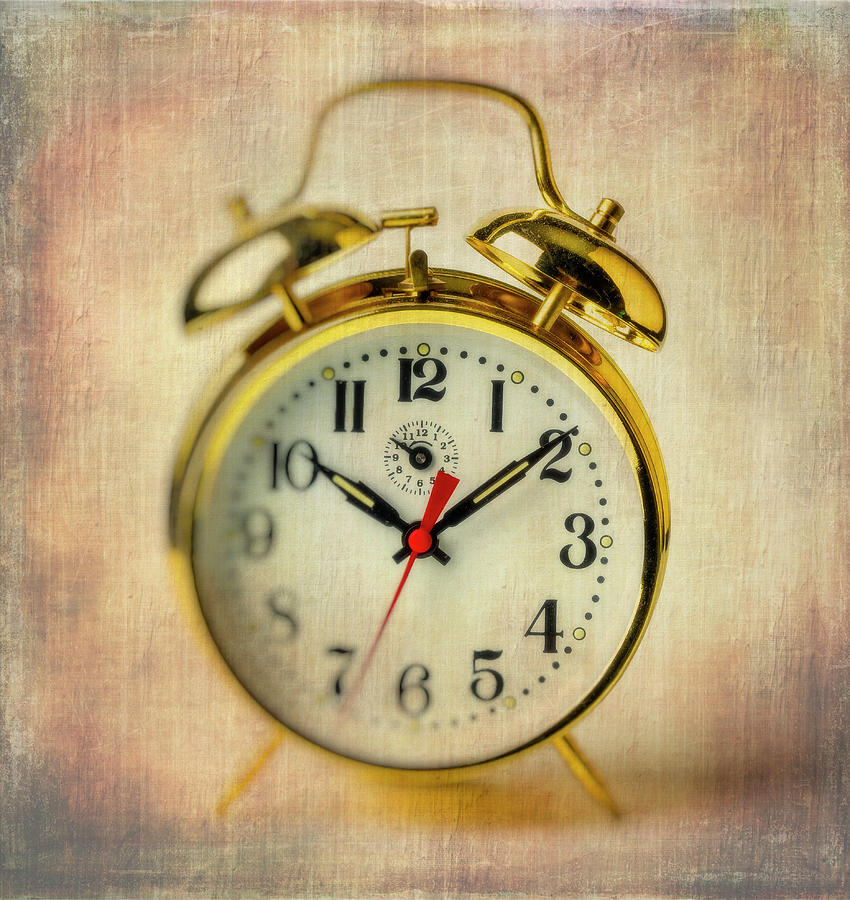 Old Alarm Clock Textured Photograph by Garry Gay