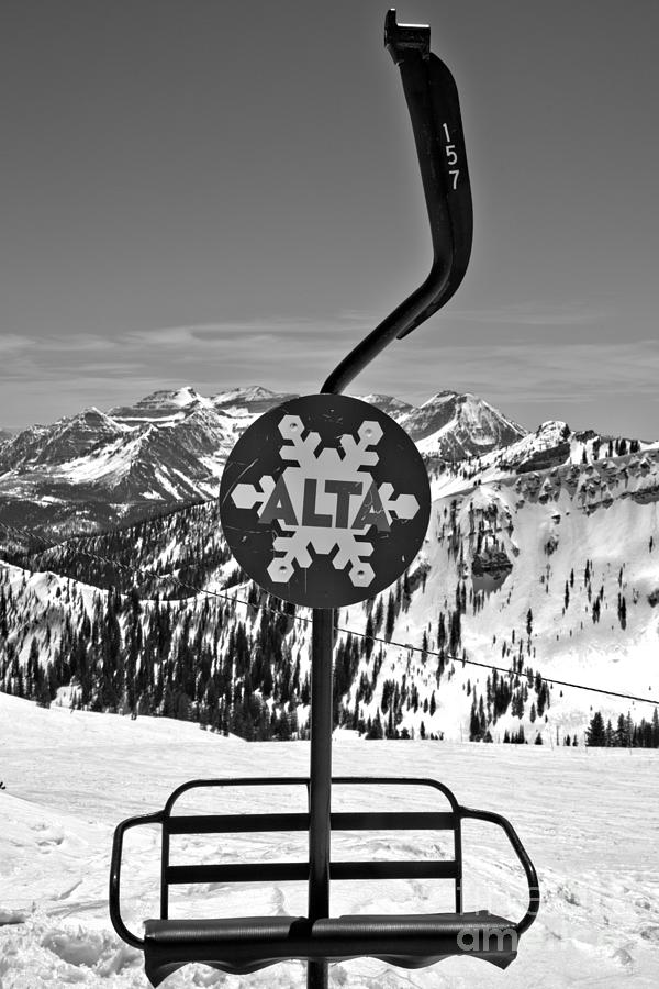 Old Alta Lift Chair Black And White Photograph by Adam Jewell