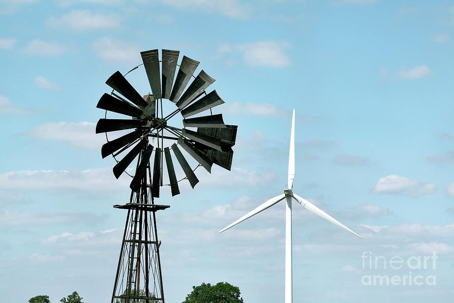Old And New Wind Power Technology Photograph by Martin Bond/science Photo Library