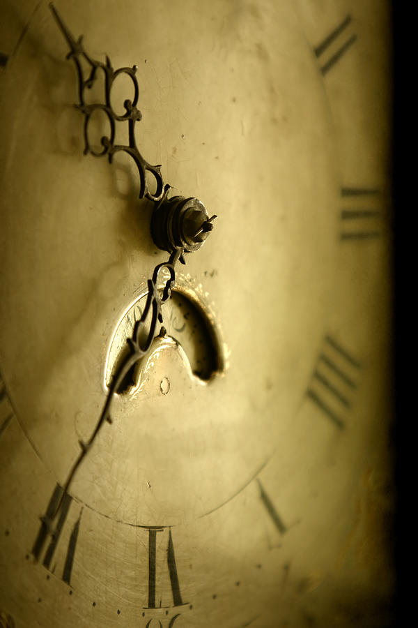 Old Antique Clock Face, Sepia Toned Photograph by Bradleym