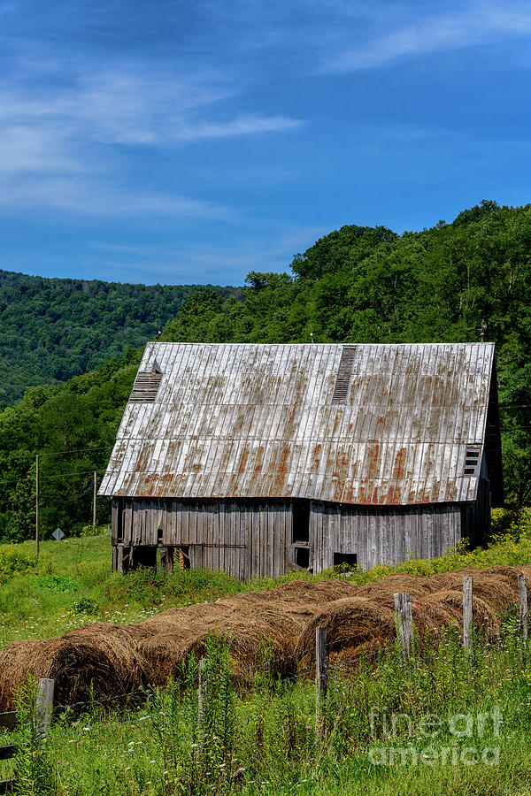 Old Barn and Hay Bales Photograph by Thomas R Fletcher