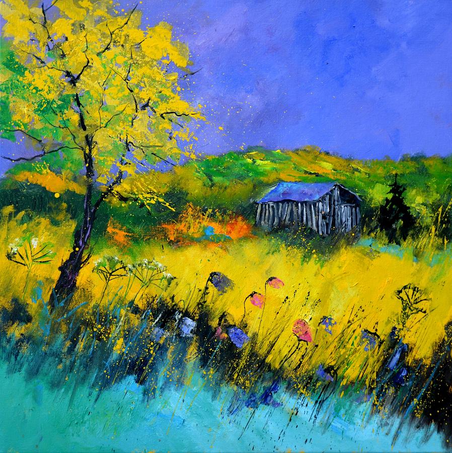 Old barn in summer Painting by Pol Ledent