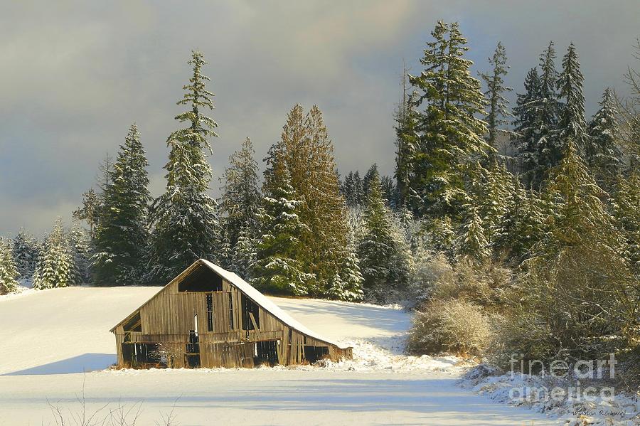 Winter Photograph - Old Barn in Winter by Winston Rockwell