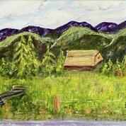Old Barn on the Country Side in Montana Painting by Lucille Valentino