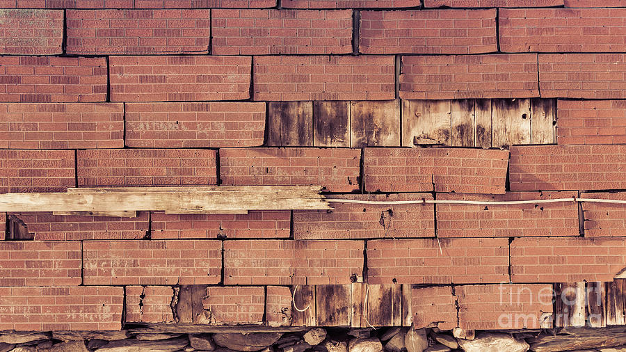 Old Barn Wall of Fake Brick Shingles Photograph by Edward Fielding