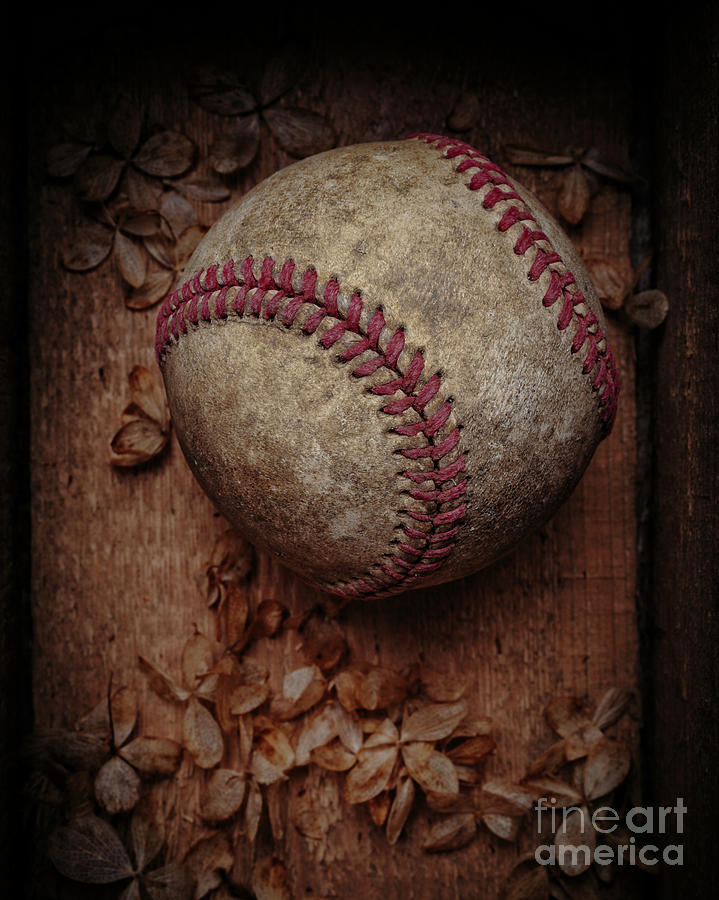 Old Baseball Still Life Box Photograph by Edward Fielding