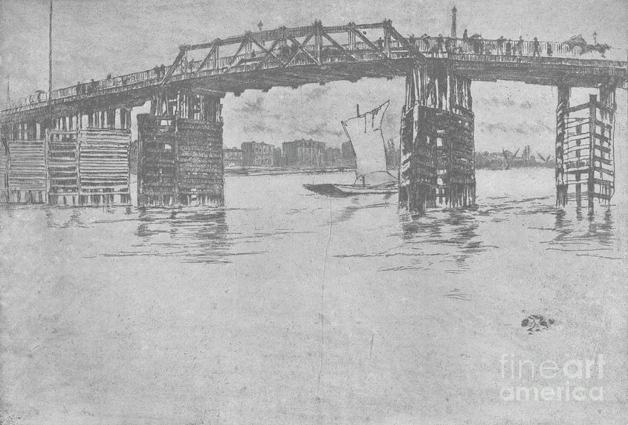 James Mcneill Whistler Drawing - Old Battersea Bridge, 1879, 1904 by Print Collector