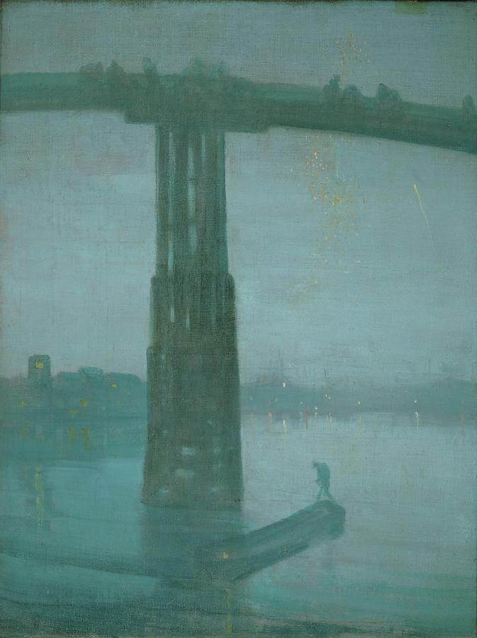 Old Battersea Bridge, Nocturne Blue and Gold -1872-1877- Canvas, 68,3 x 51,2 cm. Painting by James Abbott McNeill Whistler -1834-1903- Old Battersea Bridge, Nocturne Blue and Gold -1872-1877- Canvas, 68,3 x 51,2 cm. Painting by James Abbott McNeill Whistler -1834-1903-