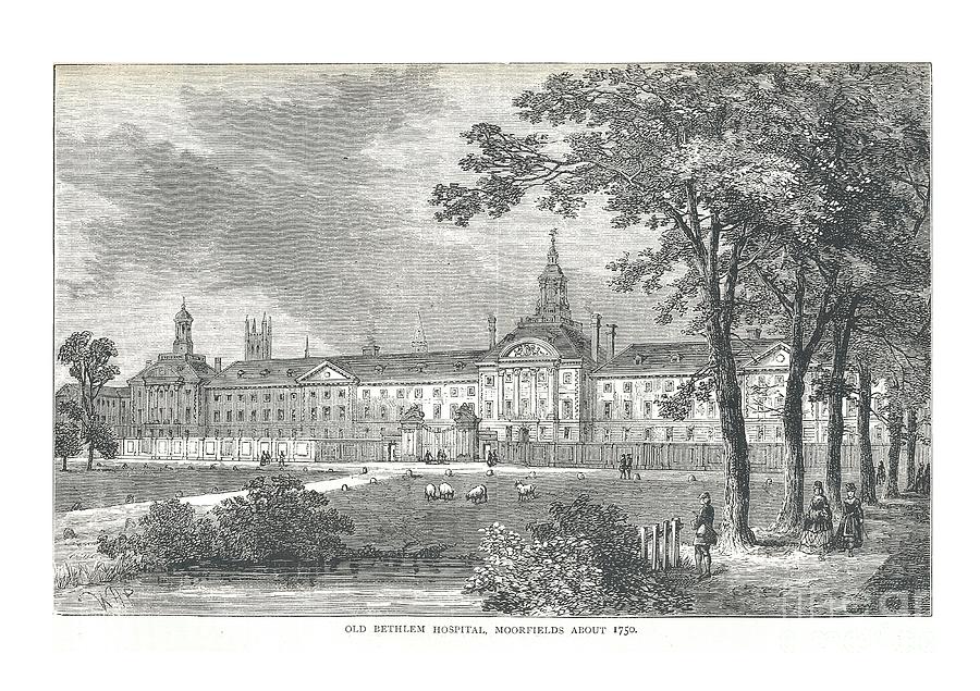 Old Bethlem Hospital. Moorfields Drawing by Print Collector