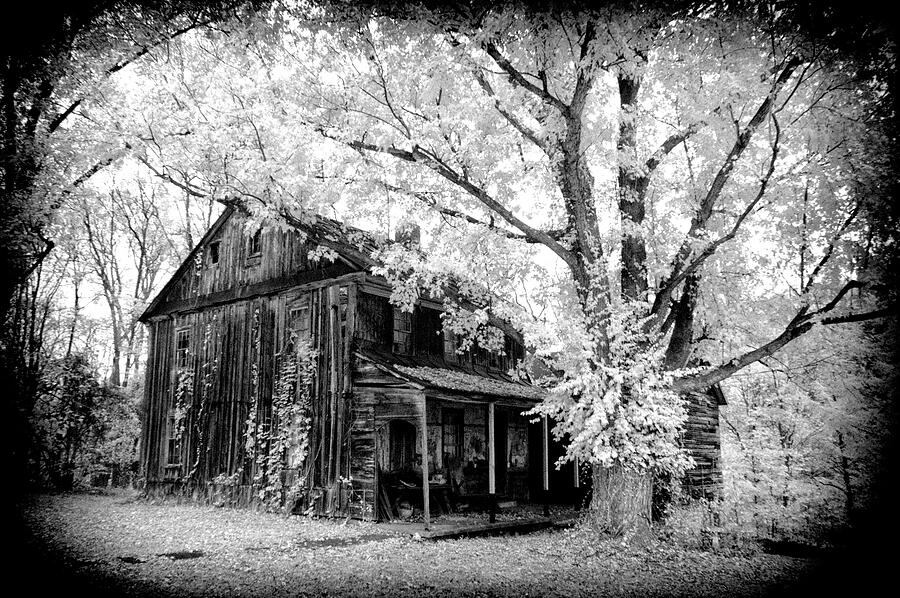 Old black and white Infrared farm house Photograph by Paul W Faust - Impressions of Light