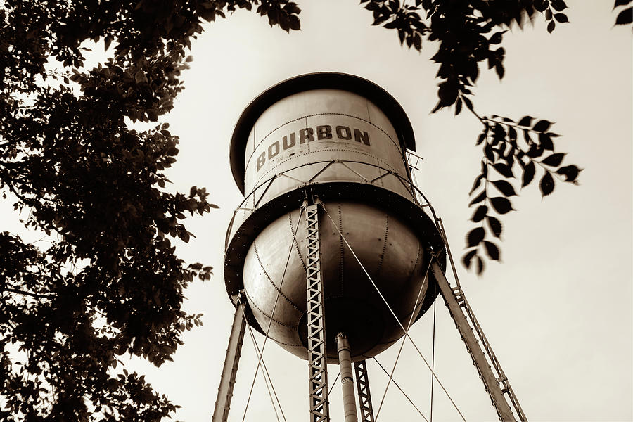 Vintage Photograph - Old Bourbon Whiskey Water Tower - Sepia Edition by Gregory Ballos